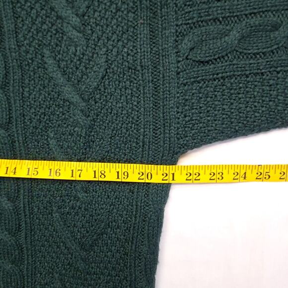 Vintage L.L. Bean Wool Cardigan Cable Knit Green Button Womens Small Sweater - Picture 11 of 12